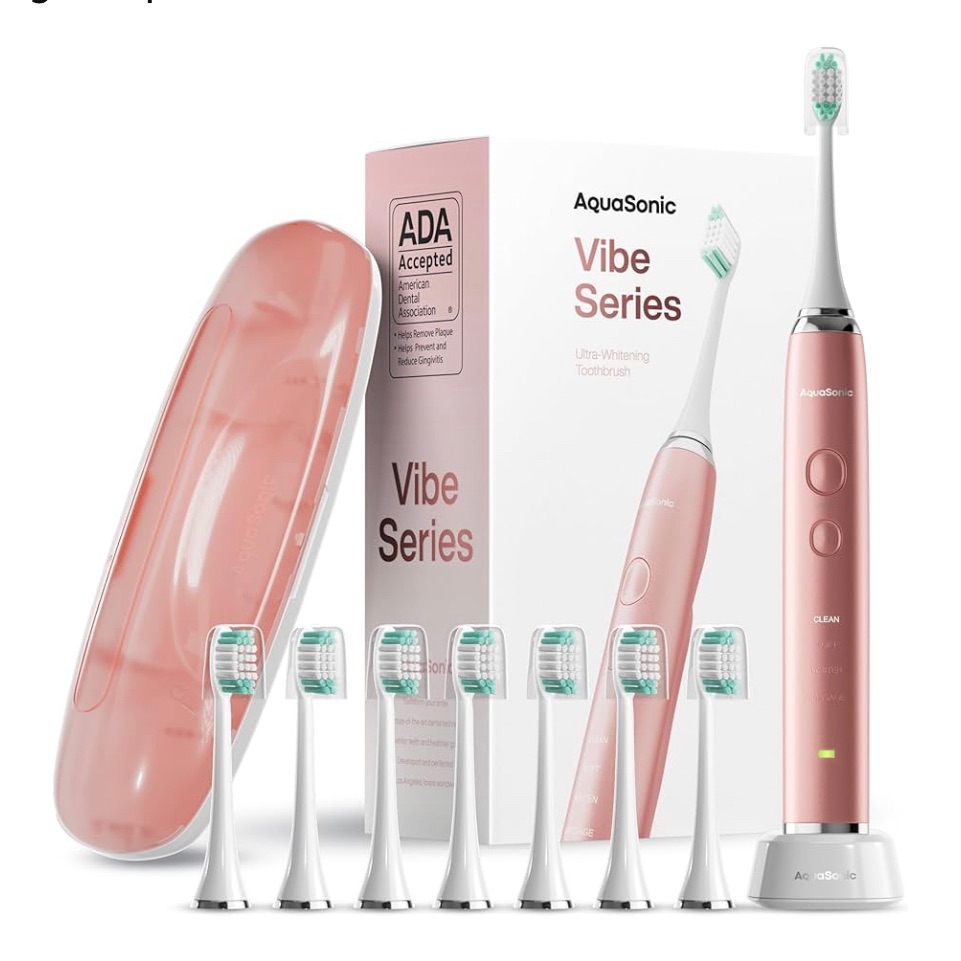 New Aquasonic Vibe Series Electric Toothbrush In Pink.